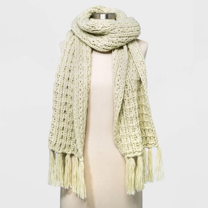 Women's Hand Knit Scarf - Universal Thread Green