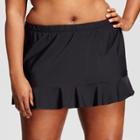 Women's Plus Size Ruffle Swim Skirt - Black - 16w/18w - Aqua Green