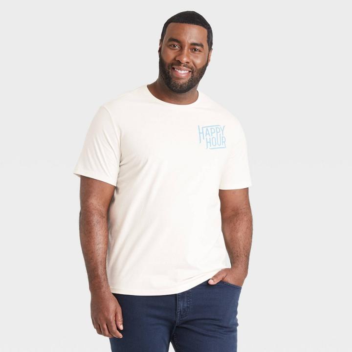 Men's Tall Short Sleeve Graphic Crewneck T-shirt - Goodfellow & Co Ivory