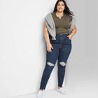 Women's Plus Size Super-high Rise Distressed Skinny Jeans - Wild Fable Dark Wash
