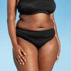 Juniors' Plus Size Ribbed Cheeky Bikini Bottom - Xhilaration Black