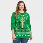 Warner Bros. Women's Plus Size Elf Graphic Pullover Sweater - Green