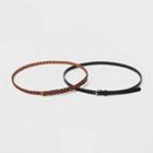 Women's Plus Size 2pk Braid/smooth Belt - Universal Thread Black 2x, Women's,