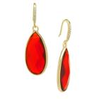 Distributed By Target Gold Plated Red Drop Earrings - Gold/red