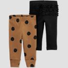 Baby Girls' 2pk Polka Dot Pull-on Pants - Just One You Made By Carter's Black/brown Newborn
