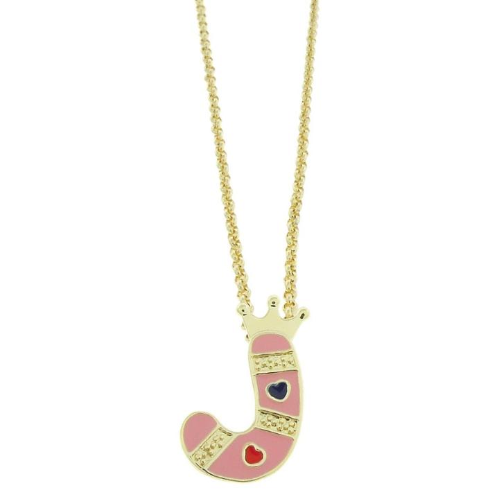 Ellen 18k Gold Overlay Enamel Initial Pendant 'j' - Pink, Girl's, J
