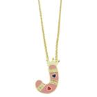Ellen 18k Gold Overlay Enamel Initial Pendant 'j' - Pink, Girl's, J