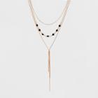 Target Multi Row Layered With Chanel Beads And Y Necklace With Tassel Necklace - Rose Gold