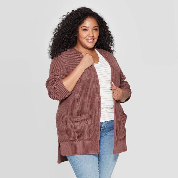 Women's Plus Size Long Sleeve Side Slit Open Layered Cardigan - Universal Thread Mauve 4x, Women's, Size: