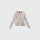 Girls' Rib-knit Cropped Peplum Long Sleeve Top - Art Class Gray
