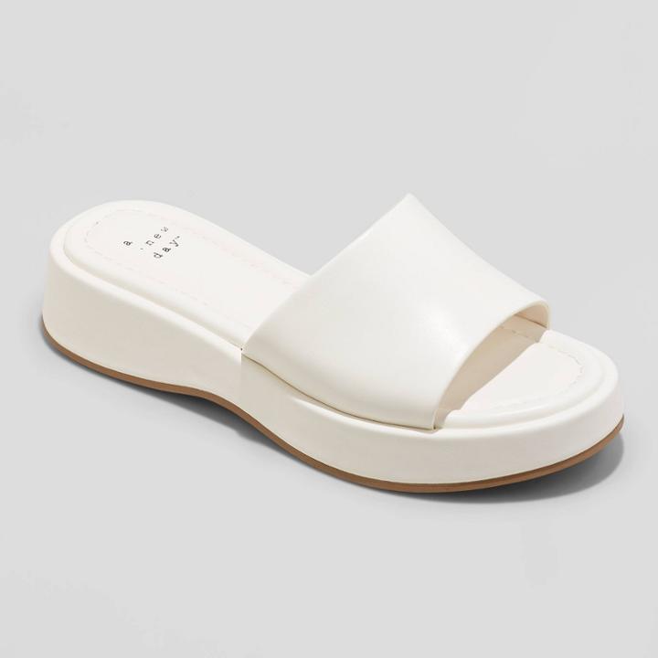 Women's Carlita Wide Width Wedge Heels - A New Day White