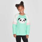 Girls' Long Sleeve Panda Cozy Pullover - Cat & Jack Mint M, Girl's, Size: