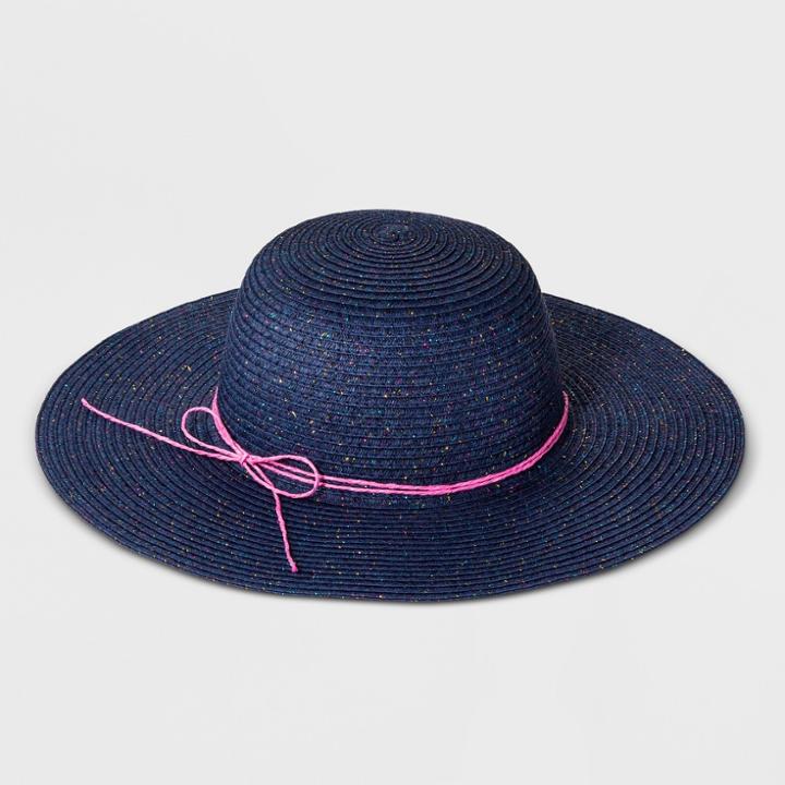 Girls' Straw Floppy Hat - Cat & Jack Navy (blue)