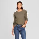 Women's Drop Shoulder Long Sleeve T-shirt - Universal Thread Olive (green)