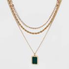 Layered Cubic Zirconia Chain Necklace - A New Day Green