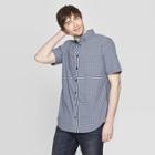 Men's Checkered Standard Fit Short Sleeve Poplin Button-down Shirt - Goodfellow & Co Breaktime Blue