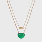 Semi-precious Worn Gold Layered Necklace - Universal Thread Jade
