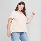Women's Plus Size Ruched Back Short Sleeve T-shirt- Ava & Viv Blush X