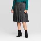 Women's Plus Size Metallic Pleated Midi Skirt - Ava & Viv Black X, Women's