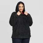 Women's Long Sleeve Crewneck Sherpa Sweatshirt Hoodie - Universal Thread Black