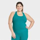 Women's Plus Size Light Support Rib Seamless Tank Top - All In Motion Aqua Green