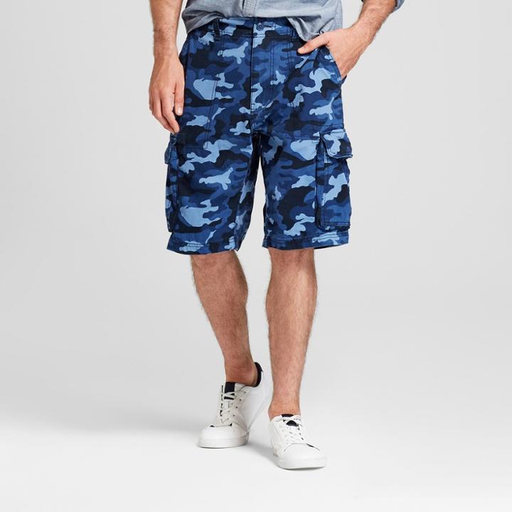 Men's Camo Print 11 Ripstop Cargo Shorts - Goodfellow & Co Blue Camo