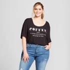 Women's Plus Size Coffee Short Sleeve Drapey Graphic T-shirt - Fifth Sun (juniors') Black