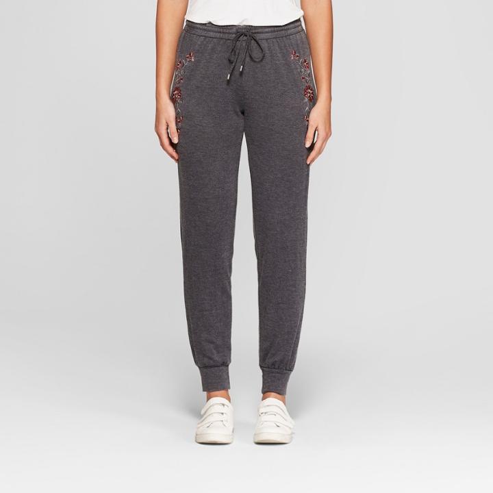 Women's Embroidered Jogger Pants - Knox Rose Gray
