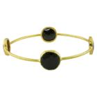 No Brand 13mm Onyx Bangle In 22k Gold Plated Brass - Black, Women's