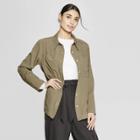 Women's Long Sleeve Collared Front Button-down Blouse - Prologue Olive
