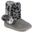 Girls' Journee Collection Pom Pom Faux Fur Fashion Boots - Gray