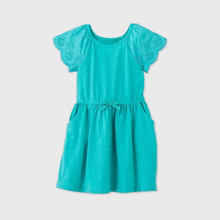 Petitetoddler Girls' Short Sleeve Eyelet Dress - Cat & Jack Teal