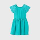Petitetoddler Girls' Short Sleeve Eyelet Dress - Cat & Jack Teal