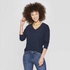 Women's Long Sleeve Drop Shoulder T-shirt - Universal Thread Navy (blue)