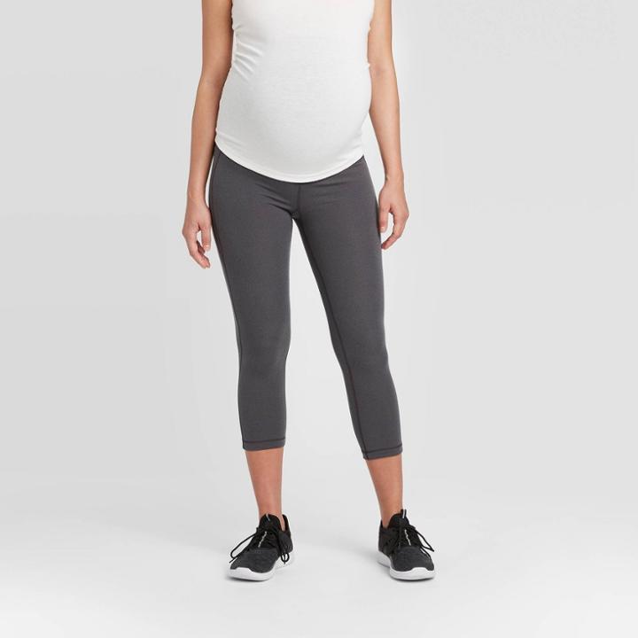 Maternity Cross Panel Active Capri Pants - Isabel Maternity By Ingrid & Isabel Gray