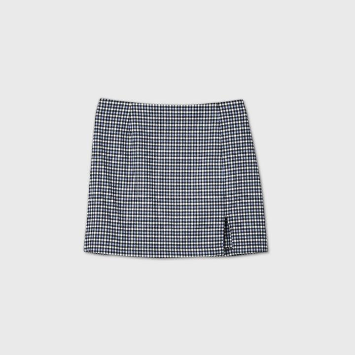 Women's Plaid Side Slit Mini Skirt - Wild Fable Black