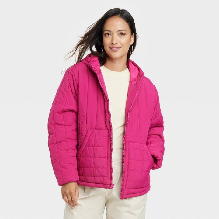 Women's Travel Puffer Jacket - A New Day Purple