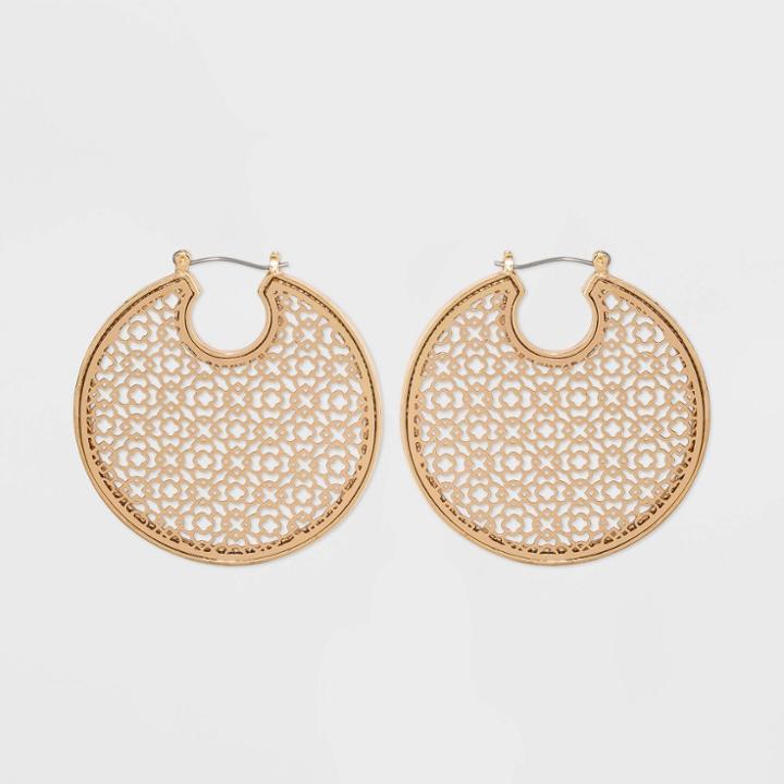 Filigree Hoop Earrings - A New Day Gold, Women's