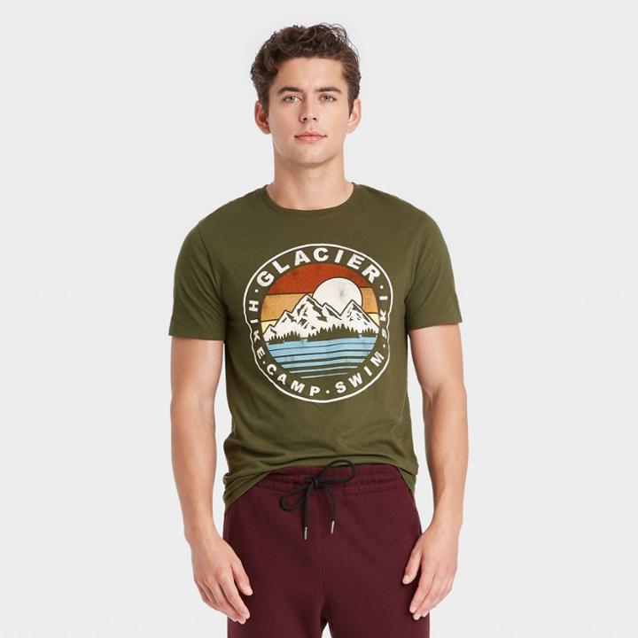 Men's Relaxed Fit Crewneck Short Sleeve Graphic T-shirt - Goodfellow & Co Green