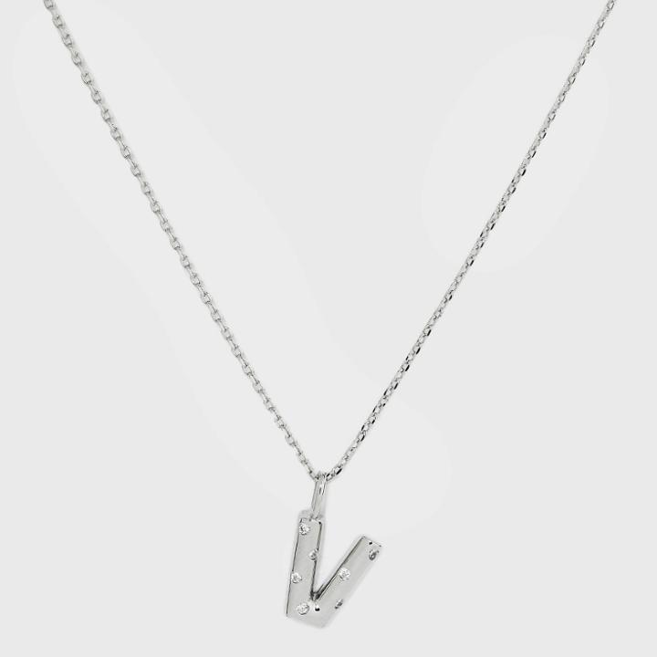 Silver Plated Cubic Zirconia 'v Pendant Necklace - A New Day