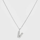 Silver Plated Cubic Zirconia 'v Pendant Necklace - A New Day