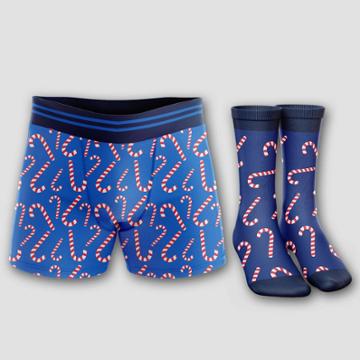 Handcraft Men's Holiday Candy Canes Boxer Briefs & Socks