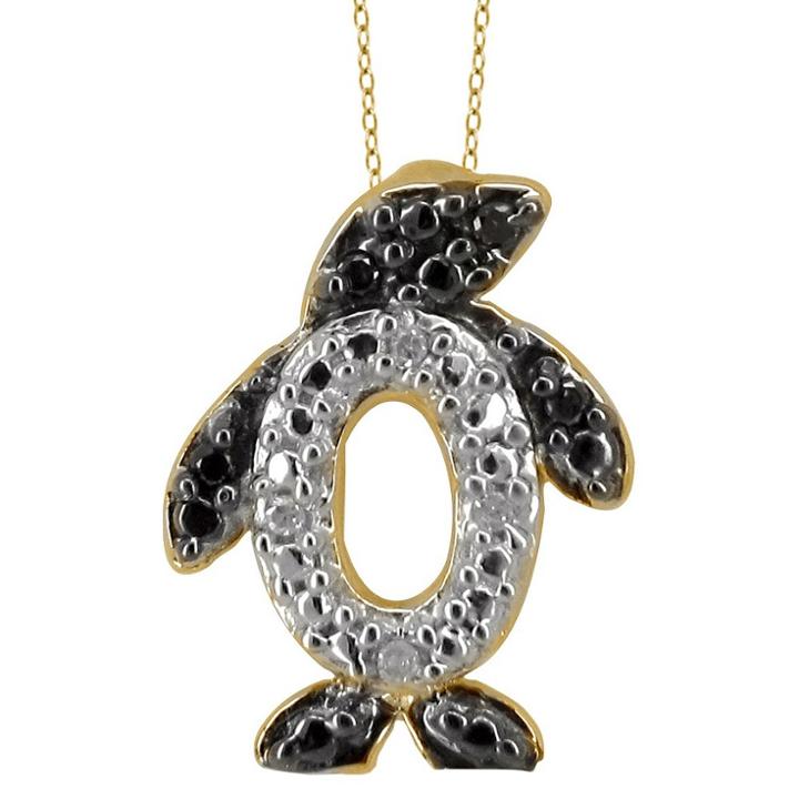 Target 120 Ct.t.w. Round-cut Black And White Diamond Pave Set Penguin Pendant - Yellow