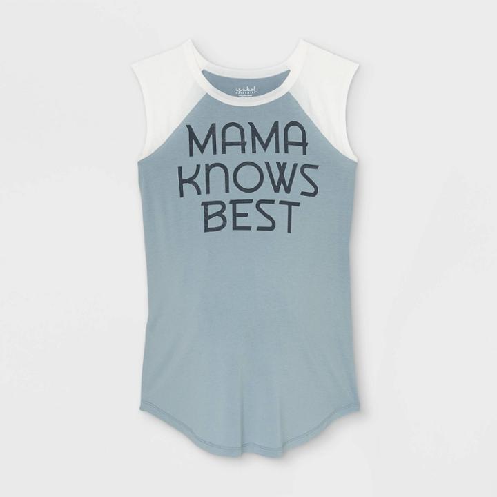 Maternity Sleeveless Mama Knows Best Baseball Graphic T-shirt - Isabel Maternity By Ingrid & Isabel Blue