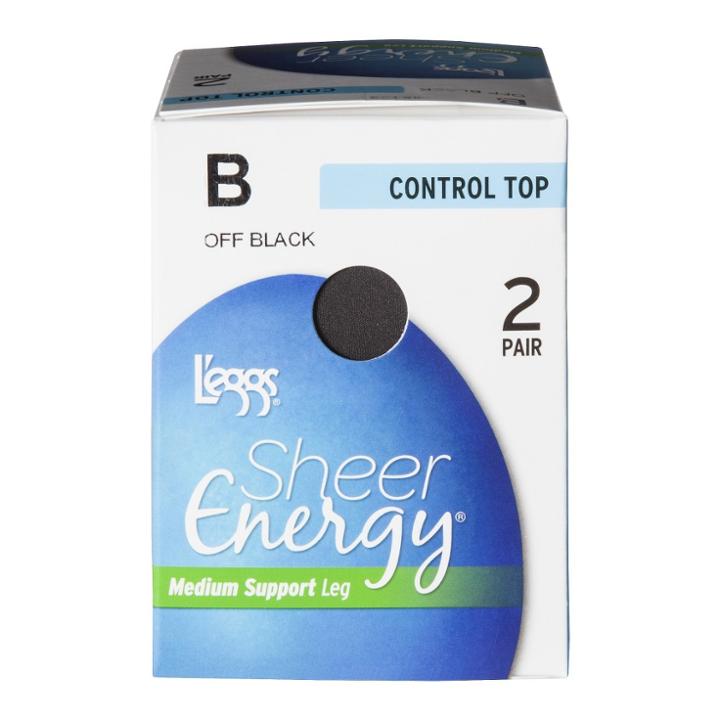 L'eggs Sheer Energy Women's Control Top 2pk Pantyhose - Off Black B,