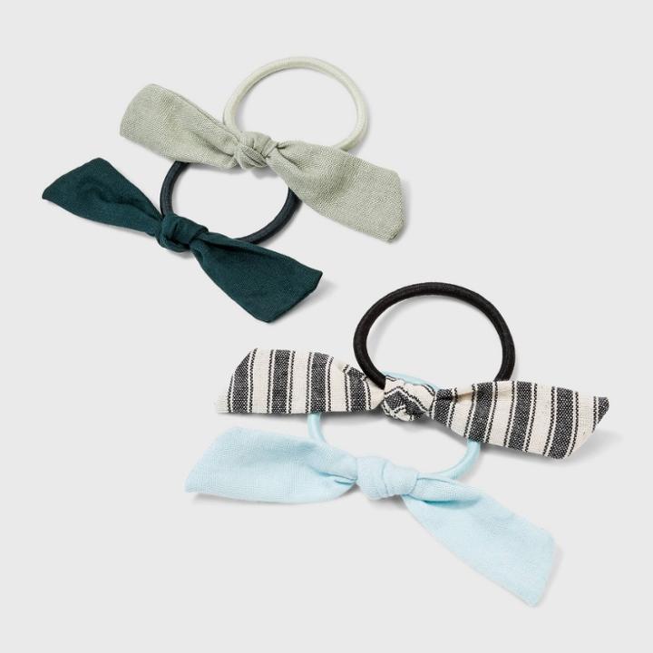 Bow Hair Elastic Set 4pc - Universal Thread Olive Green
