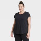 Women's Plus Size Short Sleeve Ribbed Back T-shirt - All In Motion Black