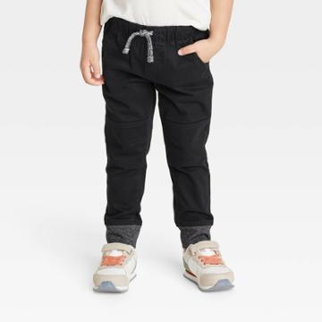 Toddler Boys' Solid Folded Woven Pull-on Jogger Pants - Cat & Jack Black