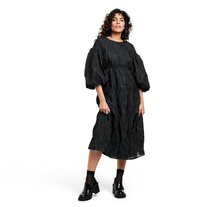 Women's Floral Texture Scallop Back Midi Dress - Kika Vargas X Target Black Xxs