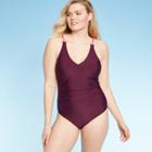 Women's Macrame High Coverage One Piece Swimsuit - Kona Sol Burgundy S, Women's, Size: